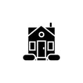 House simple - door center icon, vector illustration, black sign on isolated background