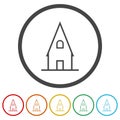 House simple icon. Set icons in color circle buttons Royalty Free Stock Photo