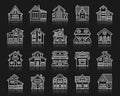 House simple white line icons exterior vector set Royalty Free Stock Photo