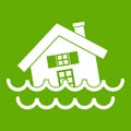 House sinking in a water icon green