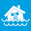 House sinking in a water icon white