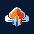 A house sits within the center of a cloud in this unique illustration, Design a modern and clean vector logo for a cloud computing Royalty Free Stock Photo