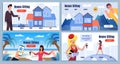 House Sitting Share Economy Cartoon Landing Page