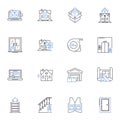 House-sized line icons collection. Spacious, Grandiose, Palatial, Expansive, Capacious, Roomy, Ample vector and linear