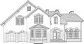 House sketch. Vector illustration in black and white. Royalty Free Stock Photo