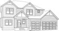 House sketch. Vector illustration in black and white. Royalty Free Stock Photo