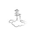 House, sky, cloud, Imaginary icon. Element of hand drawn Imaginary house icon for mobile concept and web apps. Hand drawn House, s Royalty Free Stock Photo