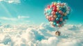 House in the sky flying home with balloons of different colors Royalty Free Stock Photo