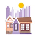 House skyscraper city urban sun scene isolated icon