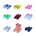 House Slipper 3d Icon Set Isometric View. Vector