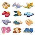 House slippers set, soft comfortable slip on shoe for home Royalty Free Stock Photo