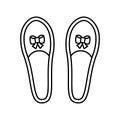 House slippers vector icon outline black EPS 10. Womens shoes illustration... Flat outline sign.. Shop online concept. Females Royalty Free Stock Photo