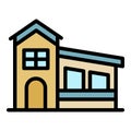 House with a sloping roof icon color outline vector