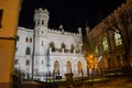 House of Small guild in the Old city in Riga in Latvia. Night landscape with lighting Royalty Free Stock Photo