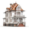 house and small trees isolated on a pristine white background, embodying the essence of the real estate concept.