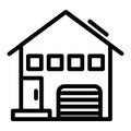 House with small windows line icon. Cottage with gable roof vector illustration isolated on white. Home outline style Royalty Free Stock Photo