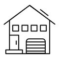 House with small windows thin line icon. Cottage with gable roof vector illustration isolated on white. Home outline Royalty Free Stock Photo