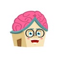 House Smart isolated. Brain in Home Cartoon Style. Building brainy Vector Royalty Free Stock Photo