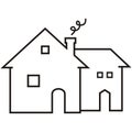 House with smokestack, web icon, symbo, white color, vector illustration