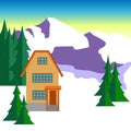 House in snow mountains Royalty Free Stock Photo