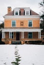 House in the snow, in Tarrytown, New York