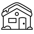 House snow wooden cabin single isolated icon with outline style Royalty Free Stock Photo