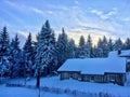 The house in the snowy germans mountains in the Harz region Royalty Free Stock Photo