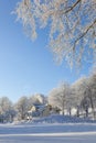 House in snowy landscape Royalty Free Stock Photo