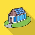 House of solar panel vector icon.Flat vector icon isolated on white background house of solar panel . Royalty Free Stock Photo