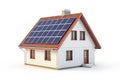 House with solar panels isolated on white background Royalty Free Stock Photo