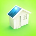 House with solar panels, real estate market, incentives to purchase properties with energy class A +