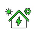 House solar panels settings in line design green. House, solar, panels, settings, panel, support, power, business