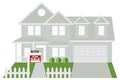 House Sold with For Sale Sign Color vector Illustration Royalty Free Stock Photo