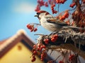 House sparrow Made With Generative AI illustration