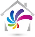 House and spiral in color, painter and real estate logo Royalty Free Stock Photo