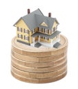 House on stack of euro coins Royalty Free Stock Photo