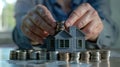 The house with stacked coins.AI generated image Royalty Free Stock Photo
