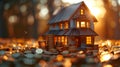 House with stacks of coins - generative ai Royalty Free Stock Photo