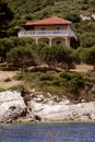 House standing on the seashore, Blue caves on Zakynthos island Royalty Free Stock Photo