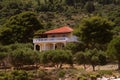 House standing on the seashore, Blue caves on Zakynthos island Royalty Free Stock Photo