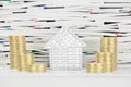 House between step pile of gold coins on finance account Royalty Free Stock Photo