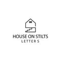 House stilts creative logo illustration initials outline design vector template