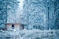 House for storing firewood in winter Royalty Free Stock Photo