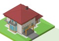 House suburban exterior vector isometric