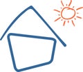 House and sun, cottage logo, real estate logo, icon