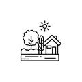 House, sunny tree outline icon. Element of landscapes illustration. Signs and symbols outline icon can be used for web, logo,