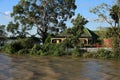 A house surrounded by floodwaters in north west Sydney, Australia