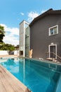 House, swimming pool view Royalty Free Stock Photo