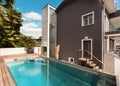 House, swimming pool view Royalty Free Stock Photo