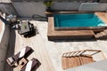 House, swimming pool view Royalty Free Stock Photo